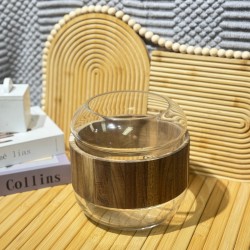 Large Glass & Wooden Vase 